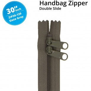 30" Handbag Zipper Double Slide Slate Gray