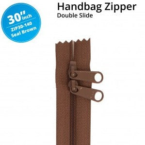 30" Handbag Zipper Double Slide Seal Brown