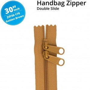 30" Handbag Zipper Double Slide Golden Brown