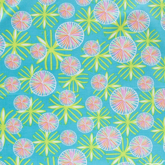 Enchanted Bird Circle Circle Turquoise Yardage