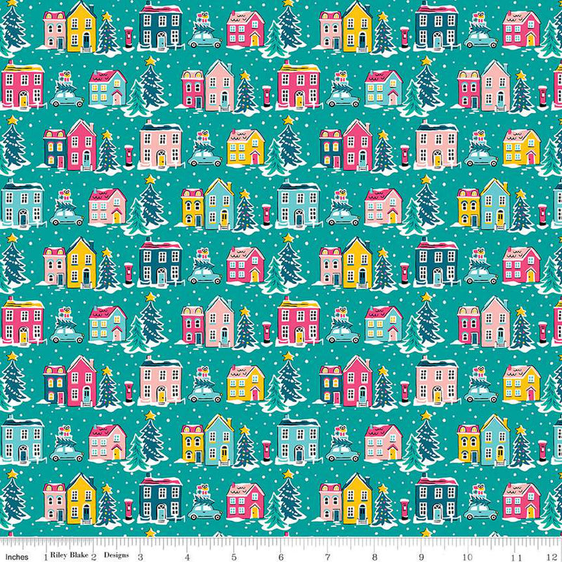 Deck the Halls Holiday Village A Fabric