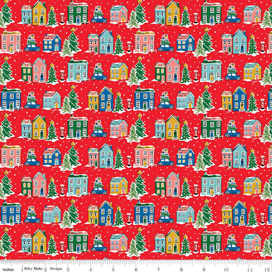 Deck the Halls Holiday Village C Fabric