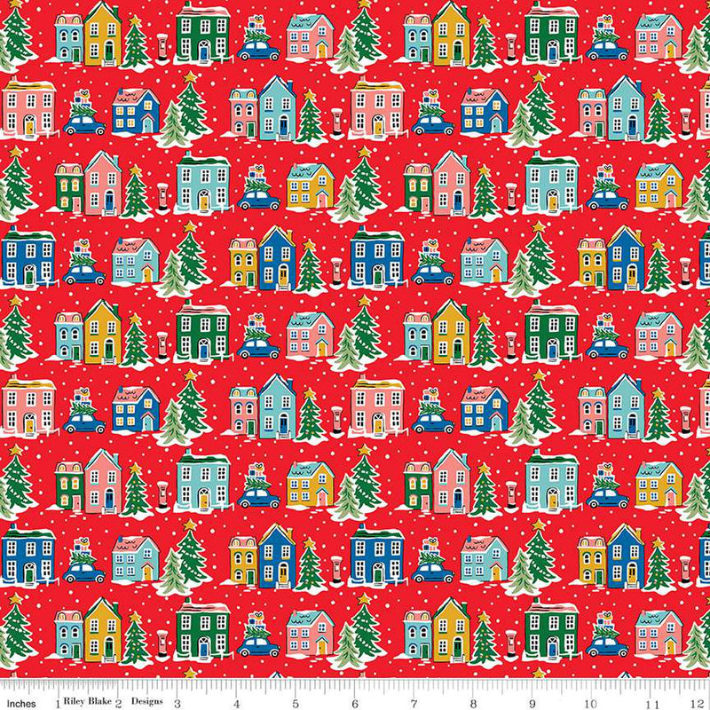 Deck the Halls Holiday Village C Fabric