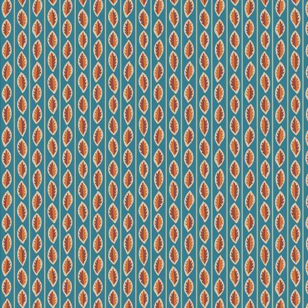 Autumn Woodland - Autumn Stripe B - Blue - Yardage