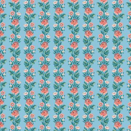 Palace Gardens  - Regal Stripe C - Blue - Yardage