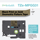 Brother P-Touch Embellish Black on Gold Geometric Pattern Tape