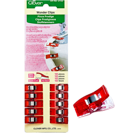 Clover Wonder Clips - 10 count Red - 051221356155 Quilting Notions