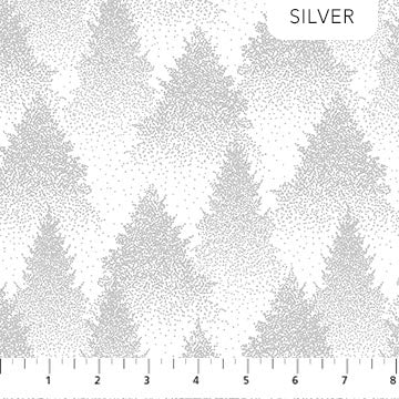 Winterlude Silver Snowy Stand Fabric