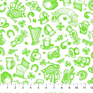 Connemara St Patrick's Day White Fabric