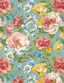 Blushing Meadow - Packed Floral - Blue - Yardage