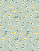 Blushing Meadow - Medium Floral Toss - Green - Yardage