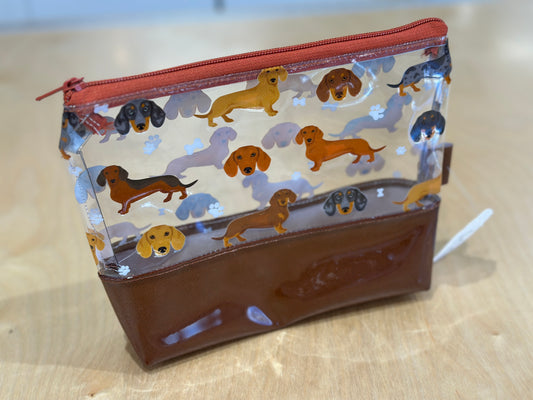 Clear Vinyl Bag #116 - Dachshunds with Brown Base