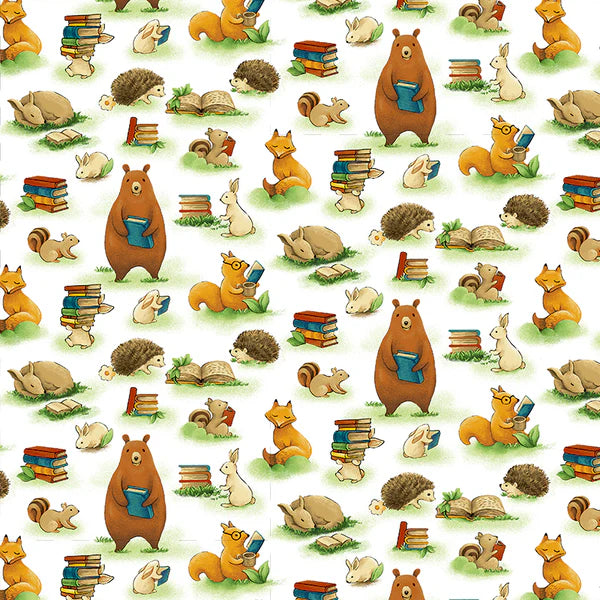 Forest Fables Animals & Books Fabric