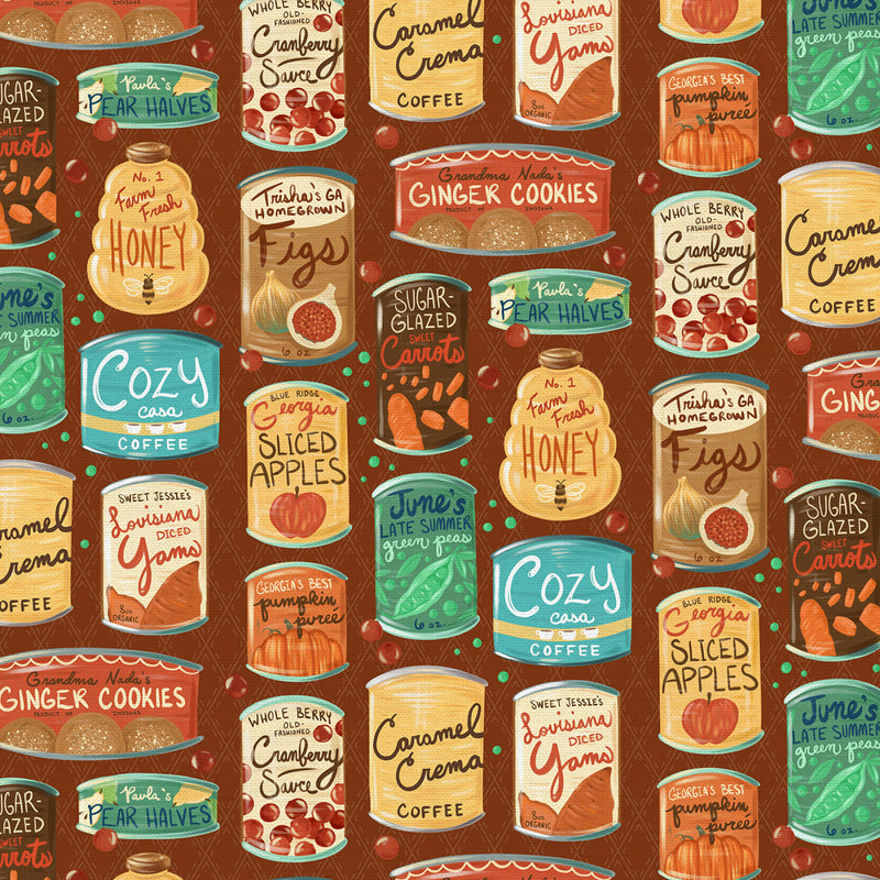 Fall Flavors Canned Goods Brown Fabric