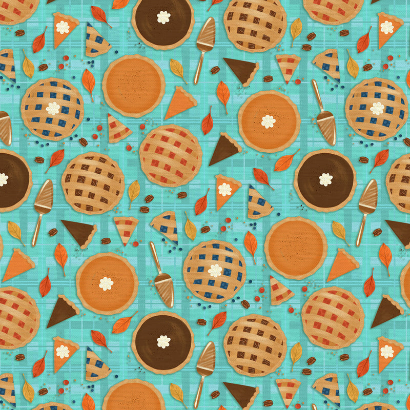 Fall Flavors Pie Aqua Fabric