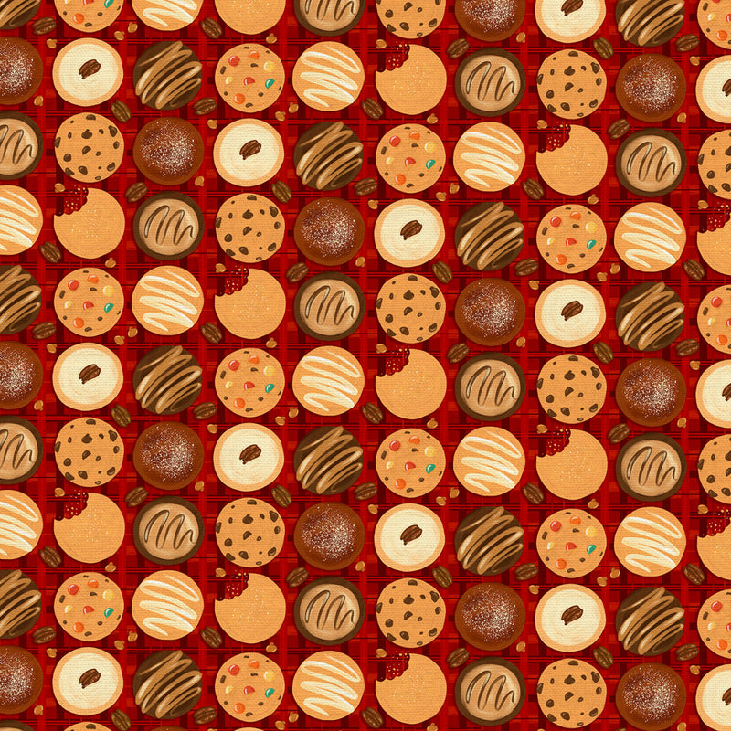 Fall Flavors Cookies Red Fabric