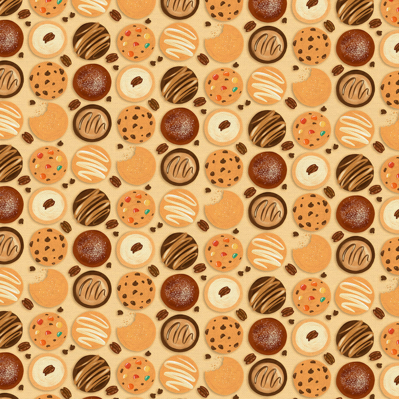 Fall Flavors Cookies Beige Fabric