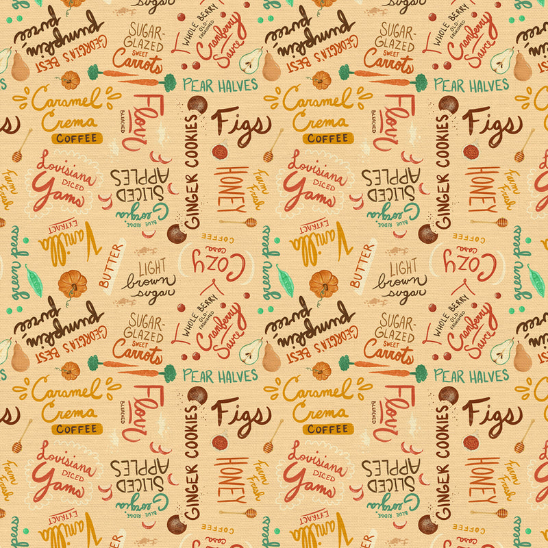 Fall Flavors Words Beige Fabric