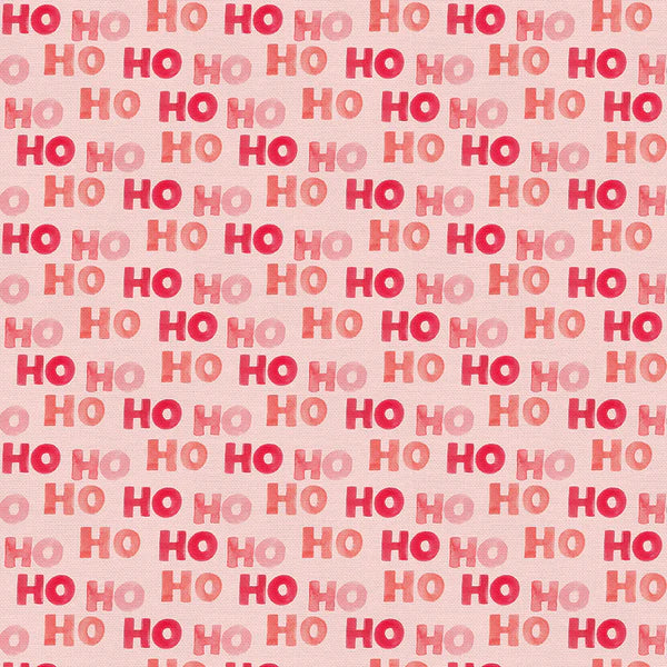 Crimson Christmas Ho Ho Ho Pink Fabric