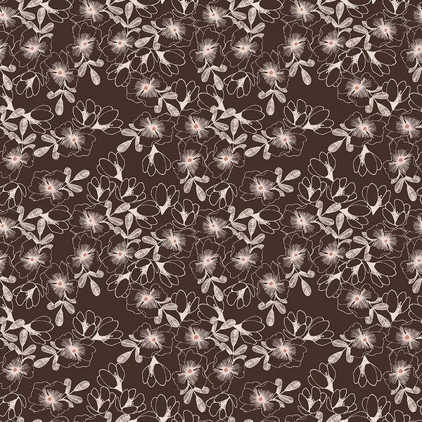 A Walk in the Woods Brown Small Floral Yardage