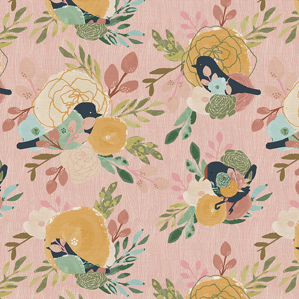 Blossom Song Bird Pink Fabric