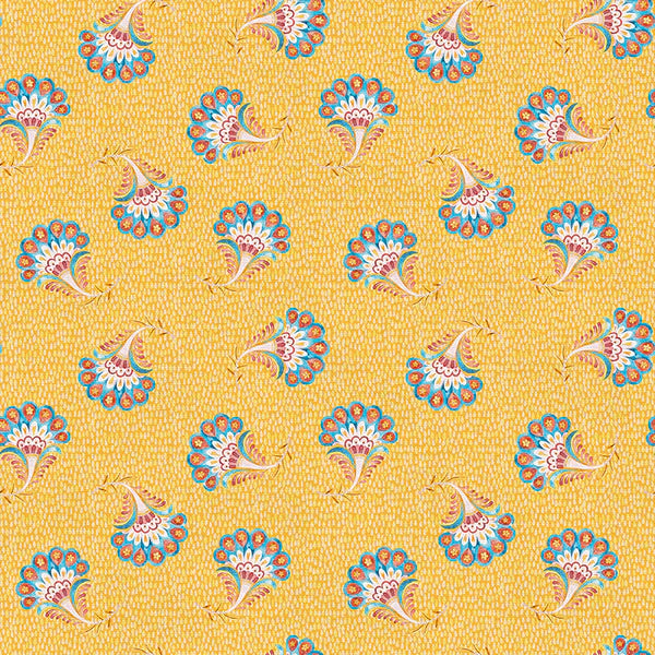 Indian Odyessy Yellow Floral Motiff Fabric