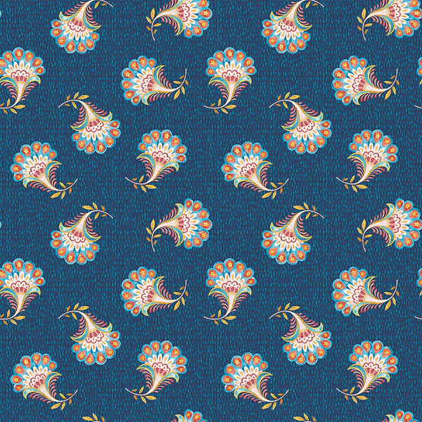 Indian Odyessy Blue Floral Motiff Fabric