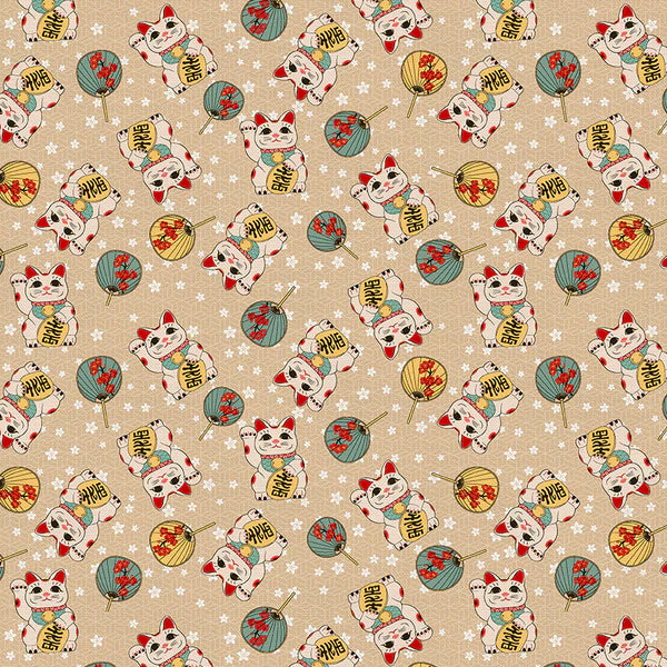 Kimonos & Koi Lucky Cat Fabric