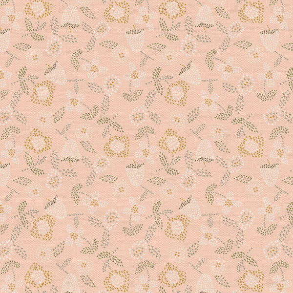 Autumn Breeze Pink Flower Stitching Fabric