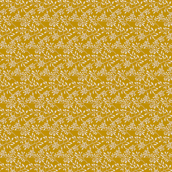 Autumn Breeze Branches Gold White Fabric