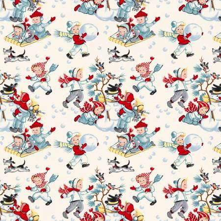 Winter In Snowtown Snowball Fight Multi Fabric