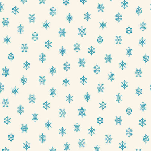 Winter In Snowtown Snowflakes Cream Light Blue Fabric