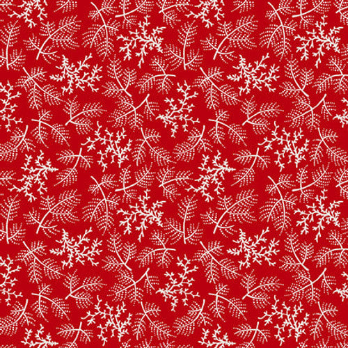 Winter In Snowtown Blowing Trees Texture Red Fabric