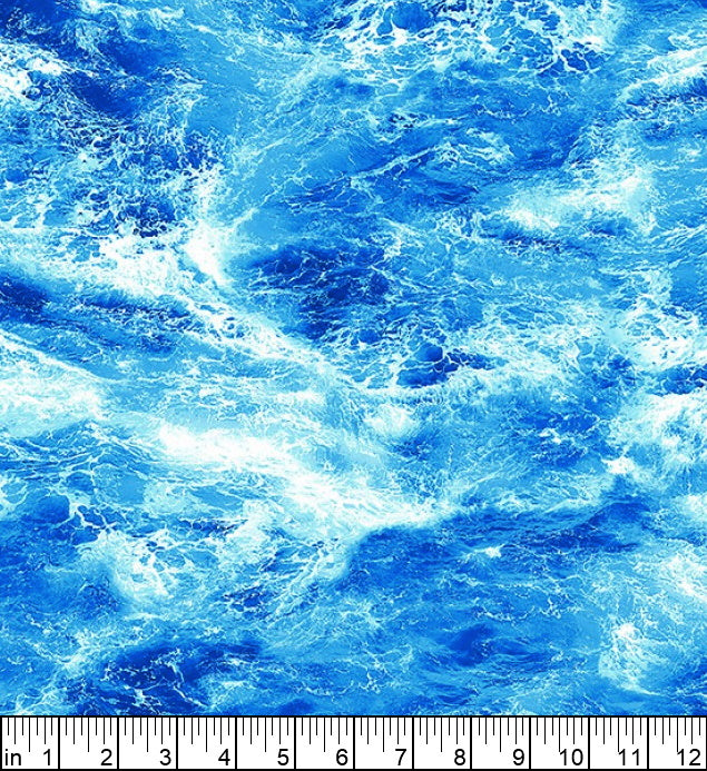 Oceana Ocean Waves Aquamarine Fabric