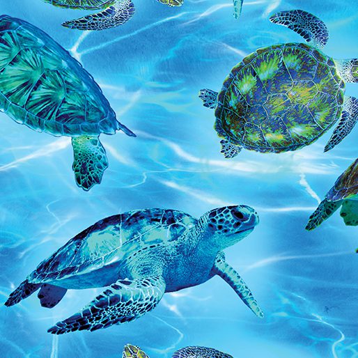 Oceana Sea Turtle Haven Aquamarine Fabric