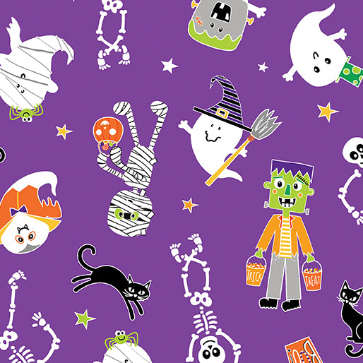Glow-O-Ween Friends Purple Yardage