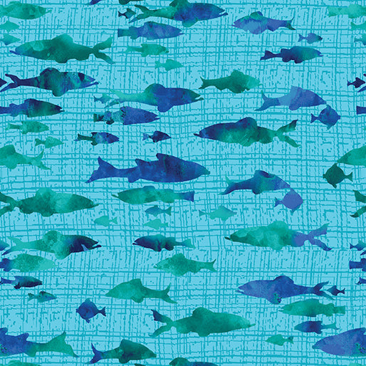 Atlantis Mythical Mermaids Fish Medium Teal Fabric