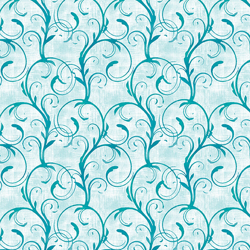 Atlantis Mythical Mermaids Swirl Light Teal Fabric