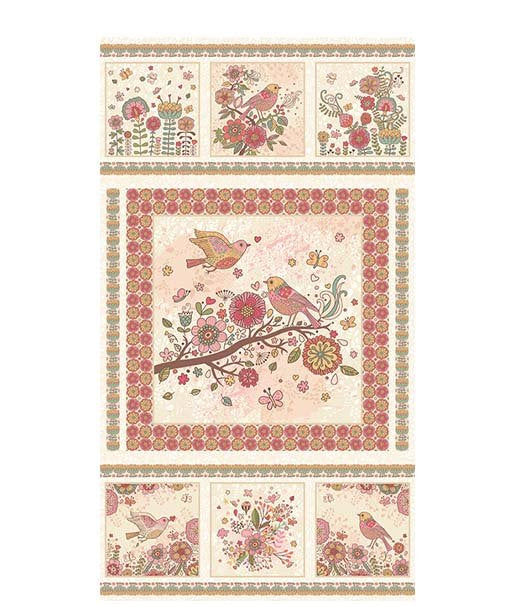 Bird Song - Nature Walk Panel Rose 24" x 44"
