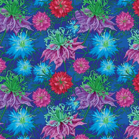 Not Your Mama's Garden 2 Dahlia Blue Fabric