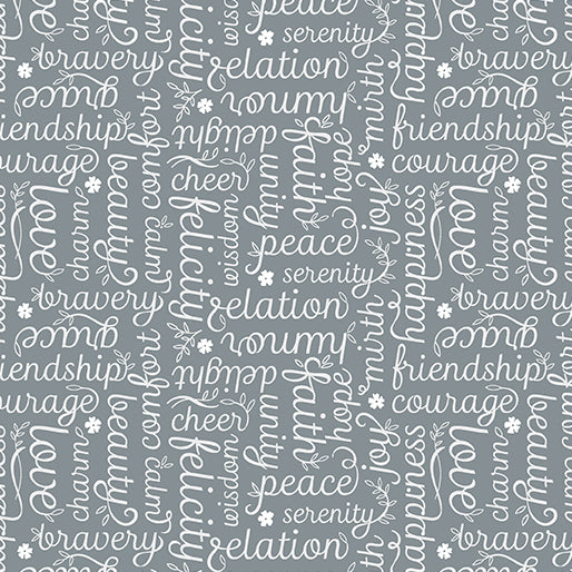 Botanica Script Gray Fabric