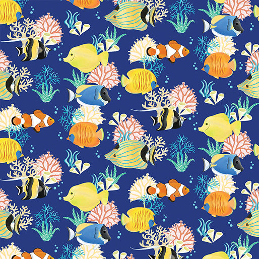 Santa's Vacation Tropical Fish Royal Fabric