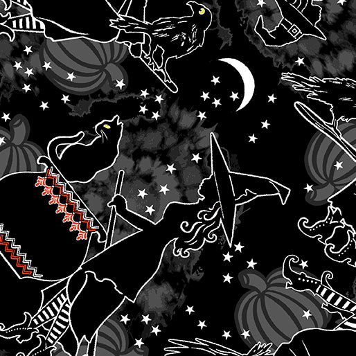 Happy Hauntings Witchy Woman Black Fabric