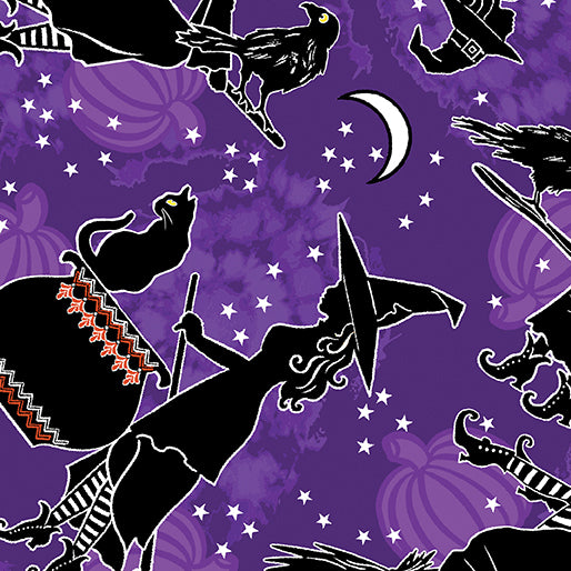 Happy Hauntings Witchy Woman Purple Fabric