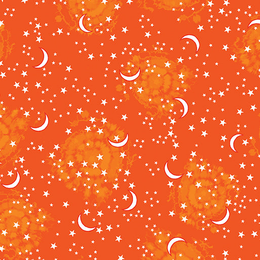Happy Hauntings Starry Sky Orange Fabric
