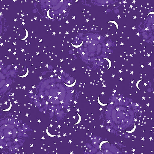 Happy Hauntings Starry Sky Purple Fabric