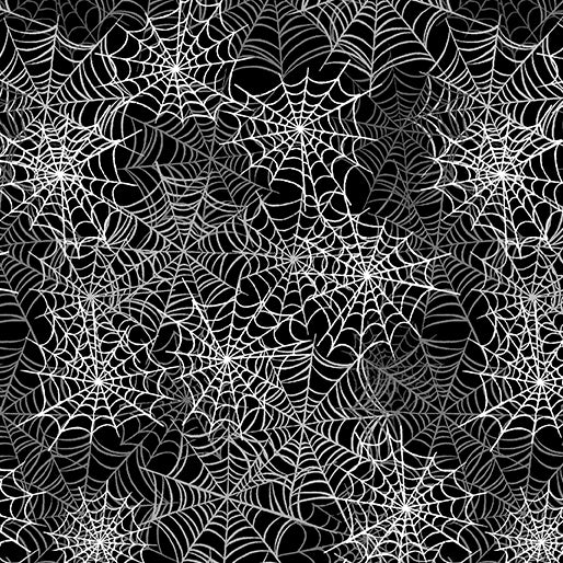 Happy Hauntings Spooky Spiderwebs Black Fabric