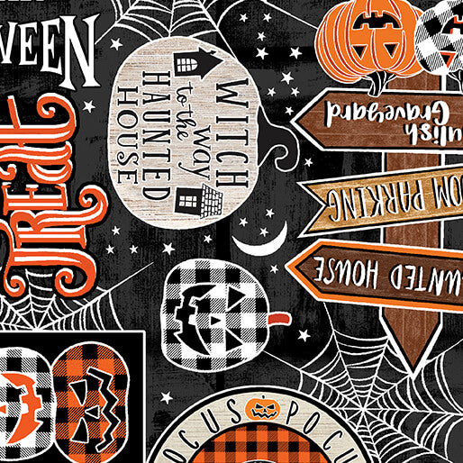 Happy Hauntings Hocus Pocus Black Fabric