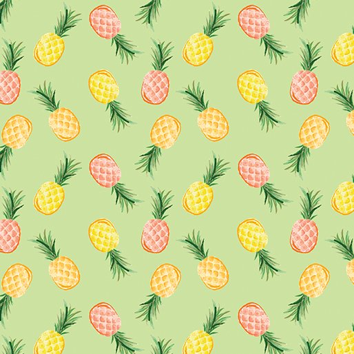 Tropical Splash - Pineapple Party - Green - Yardage