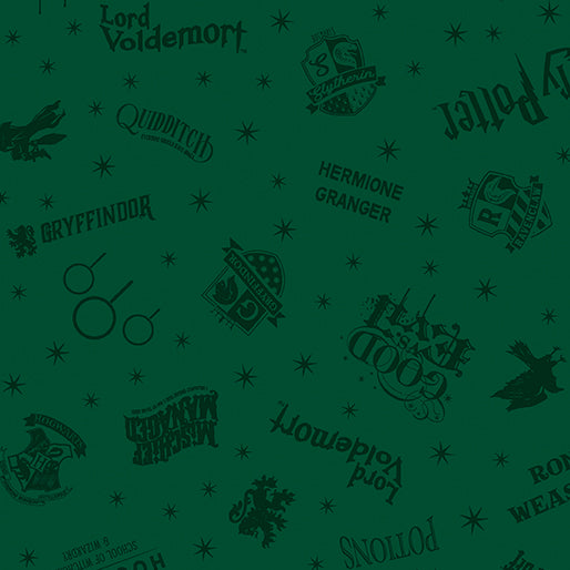 Harry Potter 2nd Edition - Shadow Words - Dark Green - Yardage